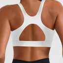 XUNYU V Neck Sports Bras for Women Racerback Padded Workout Top Open Back Yoga Crop Tank Tops Built in Bra (Green, XL)