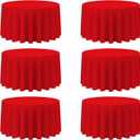 BRILLMAX 6 Pack Red Round Tablecloths 120 Inch for 60 Tables - 150 GSM Polyester Fabric, Floor Length Drop, Water, Stain & Wrinkle Resistant Cloth Cover for Wedding Reception Banquet Dining Party