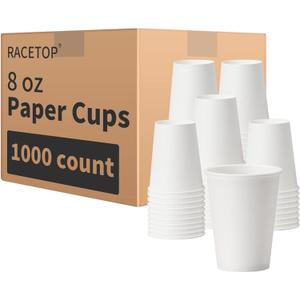 RACETOP 8 oz 1000 Pack Disposable Paper Coffee Cups, Paper Cups 8 oz Disposable, Ideal for Party, Home, Office