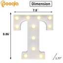 Pooqla LED Marquee Letter Lights Sign, Light Up Alphabet Letter for Home Party Wedding Decoration T