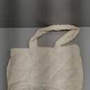 Puffer Tote Bag for Women, Quilted Bag with Zipper, Small Tote HandBags for Work, Travel (Medium-beige)