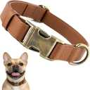 Leather Dog Collar Silicone Soft Flexible Waterproof Odor-Proof Durable Thick Classic Adjustable Pet Puppy Collar Dog Collars for Small Dogs (Brown, Small (11-15.5" Neck))