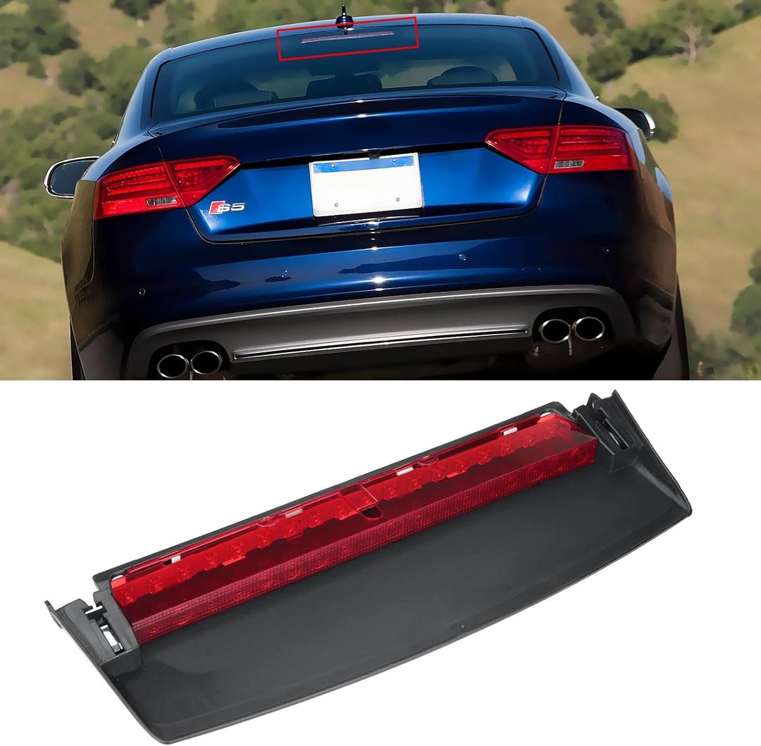 Center Brake Light Assembly Compatible with Audi A5/S5 2008-2017,Third Brake Light with 18 Smal Red Lamp Bulbs,Center High Mount Stop Lamp Replacement for 8T0945097B