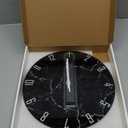 Black Minimalist Wall Clocks for Living Room Glass Marble Pattern Wall Clocks Battery Operated 12 Inch Abstract Wall Clock Non Ticking