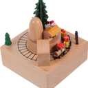 Vintage Rotating Music Box Hand Crank Wooden Carousel for Women Intricate Carvings Charming Tunes