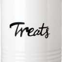 LEETOYI Cat Treat Container with Lid, Ceramic Dog Treat Jars 4.5-Inch 31oz (White)