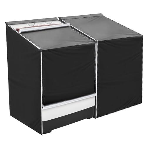 2 Pack Washer and Dryer Cover Waterproof Washer/Dryer Cover for Top and Front Load Washer Dryer Zipper Design Sunproof washer and dryer covers for Most Front-loading Machine, Black