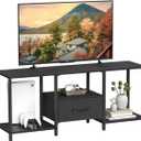 JARHETUN TV Stand with Fabric Drawer for 55 Inch TV, Entertainment Center with Open Shelves, Media TV Console Table for Living Room, Bedroom, Black (46.1 Inches)