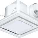 10" Ultra Quiet Bathroom Exhaust Fan with LED Light, Ceiling Mount, 1.0 Sones 110 CFM, 4" Duct, 8x8 Mount.
