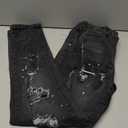 Ryehack Women's Rhinestone Cargo Jeans High Waisted Wide Leg Ripped Baggy Distressed Sparkly Y2K Denim Pants Black M