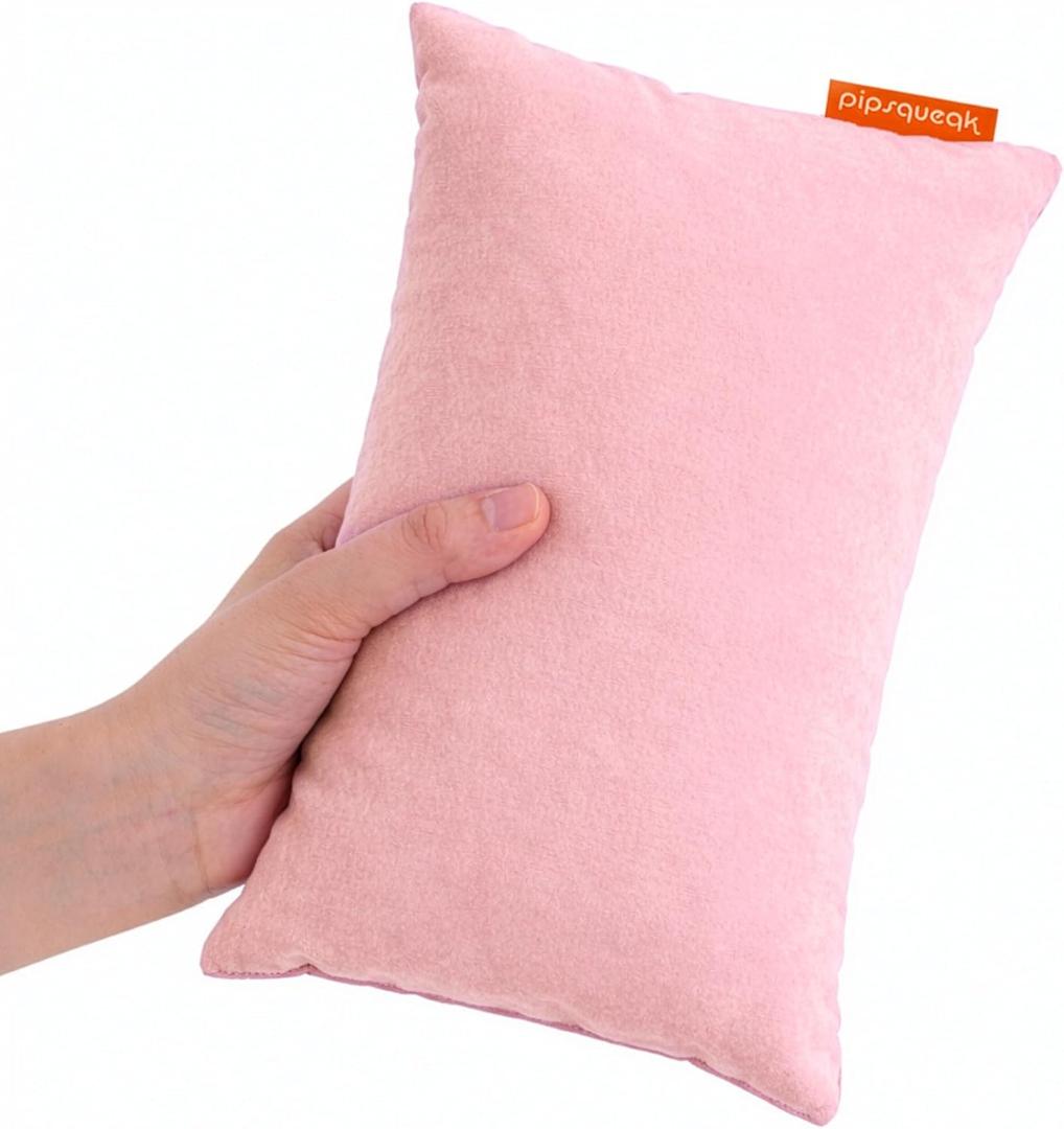 Pipsqueak Microfiber Pillow - Small, Mini, Tiny - 11 x 7 in - Perfect for Travel, Cars, Airplanes, Camping, Dogs, Toddlers, Kids, Lumbar, Knees and Neck - Ages 2 Yrs and Up (Pink)