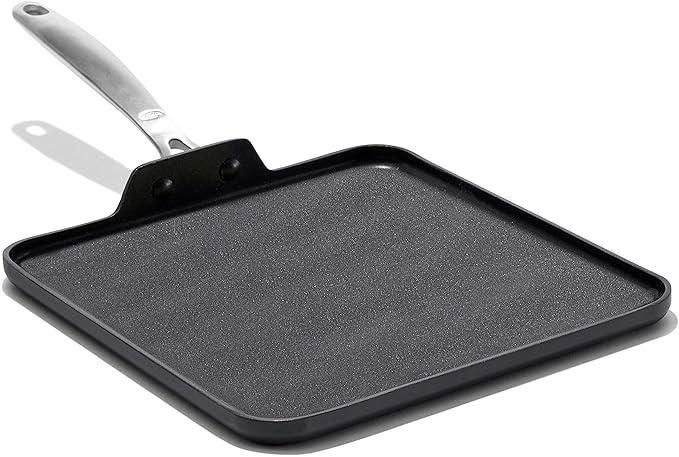 OXO Enhanced 11" Griddle Pan, PFAS-Free Ceramic Nonstick, Durable Hard Anodized Cookware, Scratch Resistant, Stainless Steel Handle, Good Grips, Dishwasher & Oven Safe, Black