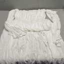 ZESICA Women's 2025 Boho Sexy Off Shoulder Long Sleeve Smocked High Waist Side Split Flowy A Line Tiered Long Maxi Dress Size M