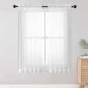 OWENIE Sheer White Curtains, Sheer Curtains 63 inch Length 2 Panels Set, Rod Pocket Voile Fimly Sheer Drapes for Living Room/Bedroom, 2pcs, Each 59" W x 63" L