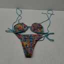 BEAUDRM Women's 2 Piece Floral Bikini Boho Halter Triangle Bikini Set Tie Back Swimsuit Bathing Suit Beachwear Swimwear, Size Large