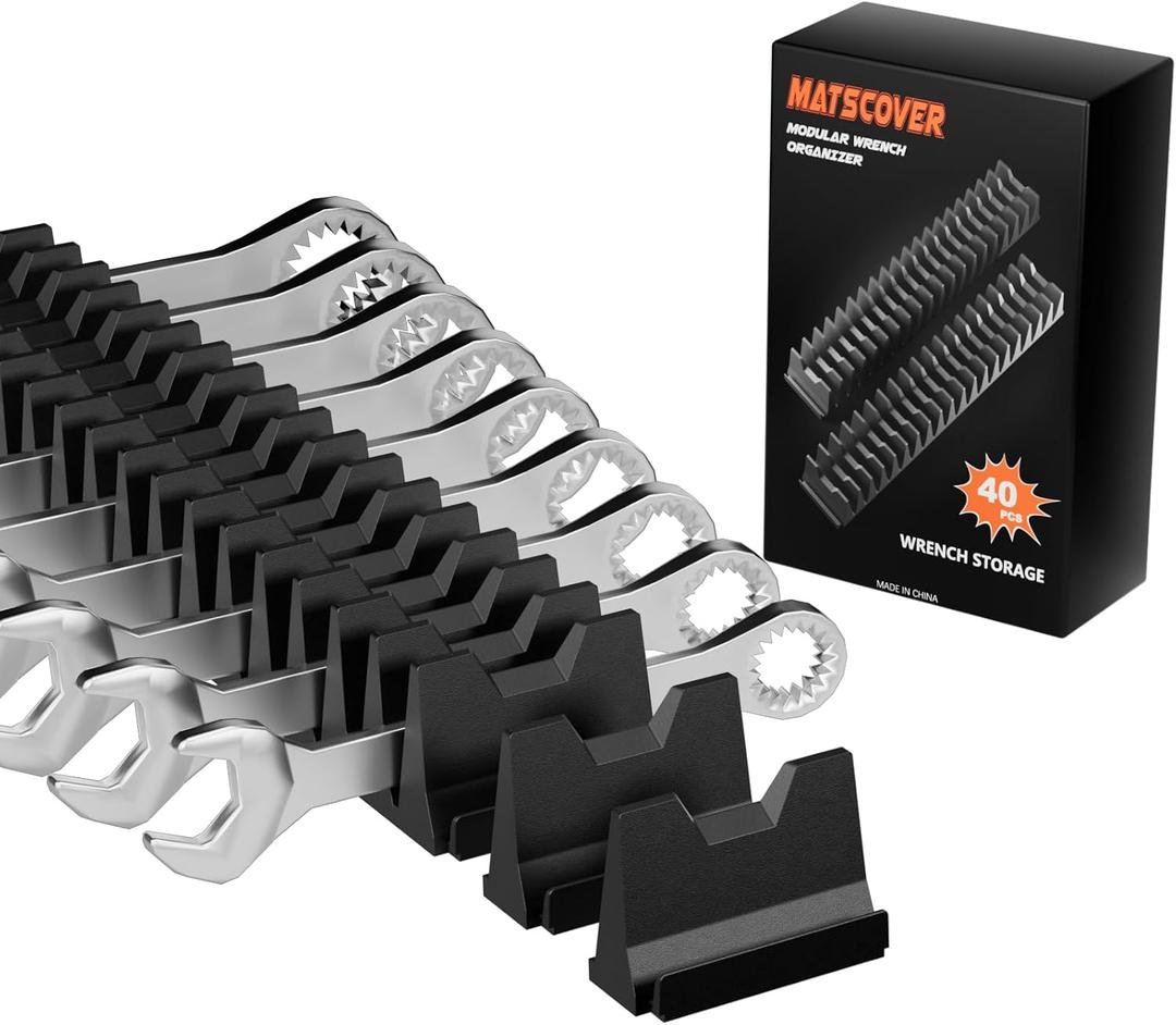 3 x 40PCS Modular Wrench Organizer Wrench Holder - Wrench Tool Organizers for Tool Drawer Storage, Wrench Storage Set with Metric & SAE Label, Wrench Rack Tool Gift for Professional Mechanics Men, Black
