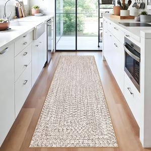 Garvee Printed Rug (Not Woven!) Washable Runner Rug 2x8 Non Slip Bathroom Rugs Soft Farmhouse Kitchen Runner Modern Low Pile Stain Resistant Carpet for Hallway Bedside Laundry Entryway Rugs