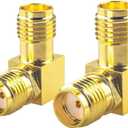 Boobrie Gold-Plated Upgraded SMA Female to Female 90 Degree Right Angle Connector Pack of 2