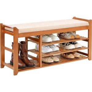 PETKABOO Shoe Rack Bench with Cushion 39.4, Shoe Rack for Front Door Entrance, Shoe Bench with Storage for Entryway Hallway Bedroom Living Room