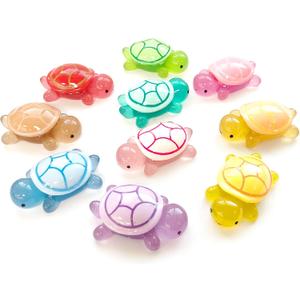 10 Pcs Extra Large Luminous Resin Turtles Figures Sea Crafts Glow in The Dark Bulk Plastic Ocean Animals Figurines to Hide 10 Colors Dollhouse Garden Aquarium Micro Landscape Decor