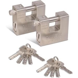 Heavy Duty Lock with Key D-Shaped High Security Padlock Keyed for Outdoor Use Shipping Container, Gate, Shed, Fence, Door, Storage Unit and Warehouse, Key Alike
