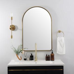 ANDY STAR Brass Mirror, 20x30 Gold Arched Mirror, Brass Bathroom Mirrors for Wall, Gold Vanity Mirror in SUS304-Anti-Rust, Seamless Tube Metal Frame, Wall-Mounted Vertical 1 Deep