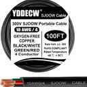 Nansi 100ft 10/4 10 AWG Portable Power Cable (4 Conductor) - SOOW 300V 10 Gauge Electric Wire for Generator, Portable Lights, RV/EV Car Battery Chargers and Machinery - 100 Feet Electrical Cord