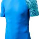HUGE SPORTS Men's Splice UV Sun Protection UPF 50+ Skins Rash Guard Short Sleeves (Blue Digital,S)