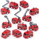 ArtCreativity Mini Pullback Fire Truck Toys (Bulk Pack of 24) Firefighter Birthday Party Supplies, Firetruck and Fireman Party Favors, Goodie Bag Fillers for Kids Ages 3+
