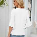 Blooming Jelly Womens Business Casual Tops Summer Dressy Work Shirts 2025 Spring 3/4 Loose Outfits Basic Clothes (White, L)