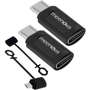 [2 Pack] USB-C Female to MicroUSB Male Charging Adapter,USB C to Micro Rubber Holder Silicone Case Compatible with Power Bank, Micro USB Device, Samsung S6 Edge, Note5, Nexus10, eMarker PD Cord