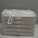 Frebeauty Extra Large Acrylic Jewelry Box for Women Girls 5 Layers Clear Velvet Earring Organizer with 5 Drawers Rings Display Case Necklaces Holder Tray (Beige)