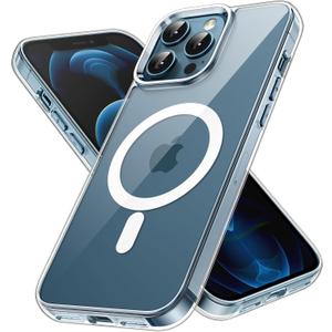 JETech Magnetic Case for iPhone 12 Pro Max 6.7-Inch Compatible with MagSafe Wireless Charging, Shockproof Phone Bumper Cover, Anti-Scratch Clear Back (Clear)