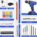FADAKWALT 20V Electric Drill Set with Battery and Charger, 30N Torque, 21+1 Settings, 3/8-Inch Keyless Chuck, LED Electric Drill Set (Blue)