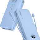 Portable Charger Power Bank, 20000mAh 22.5W USB C Fast Charging with Built-in Cables & Wall Plug, External Battery Pack with LED Display, Travel Essentials for iPhone, iPad, Samsung Blue