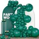 PartyWoo Dark Green Balloons 140pcs Different Sizes Pack of 18 12 10 5 Inch Emerald Hunter Forest Green Boho Neutral Balloon Arch Kit for Jungle Dinosaur Theme Birthday Party Decorations Green-F14