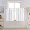 PANELSBURG White Short Tier Curtains 24 Inch Length for Laundry Room,Cafe Cabinet Curtains for Small Kitchen Bathroom Window,24 Inches Long