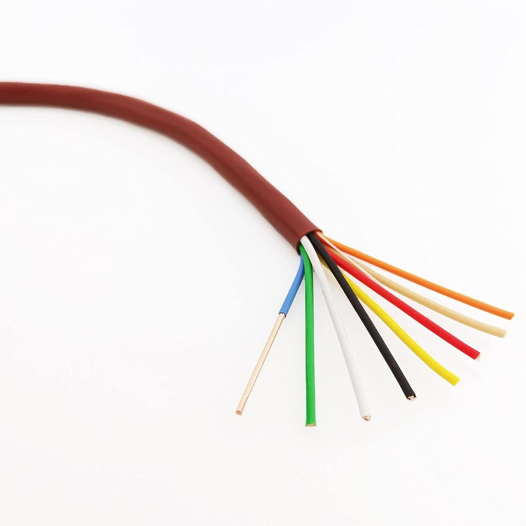 Thermostat Wire 18/8 18 Gauge 8 Conductor ETL 18-8 25 Feet Brown (18-8 Brown, 25Feet7.5 Meter)