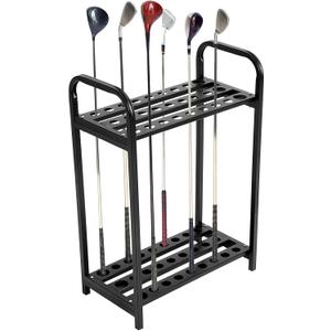 Hicarer 27 Hole Golf Club Holder Metal Golf Club Organizer Stand Rack Putter Stand Display for Indoor and Outdoor Use Home, Black