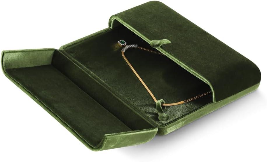 Necklace Gift Box for Women, Resilient Velvet Large Necklace Display Case