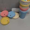 Grow Forward Bamboo Kids Cups with Lids and Straws - 10oz Drinking Cups for Kids with Childproof Twist Lids & Silicone Straws - Eco Friendly, BPA Free, Non Toxic & Dishwasher Safe - Paradise