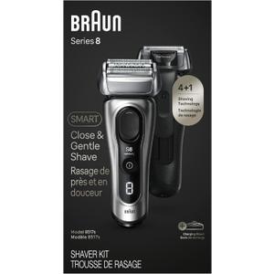 Braun Series 8 Electric Razor for Men, with 4+1 Shaving Elements & Precision Long Hair Trimmer, Close & Gentle Even on Dense Beards, Wet & Dry Electric Razor with 60min Runtime, 8517s Galvano Silver (5 Piece Set)