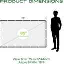 AAJK 80 inch Projector Screen, Washable Projector Screen 16:9 Foldable Anti-Crease Portable Projector Movies Screen for Home Theater Outdoor Indoor Support Double Sided Projection