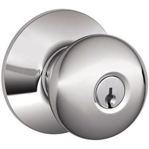 SCHLAGE F51A PLY 625 Plymouth Knob Keyed Entry Lock, Bright Chrome