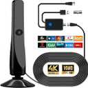TV Antenna, Amplified HD Digital TV Antenna,Miles Coverage Range Supports 4K 8K 1080p for Smart HDTV and Older TVswith High Performance Coax Cable