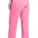 MAGCOMSEN Women's Velour Pants Soft Velvet Straight Leg Sweatpants Elastic Waist Warm Lounge Pant with Pockets (Pink, M)