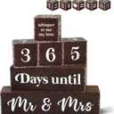 365 Days Wedding Countdown Wooden Tiered Tray Decor, Activities Decision Dice Decorations Gifts for Home, Engagement Engaged Table Centerpiece for Wedding Party Bridal Shower