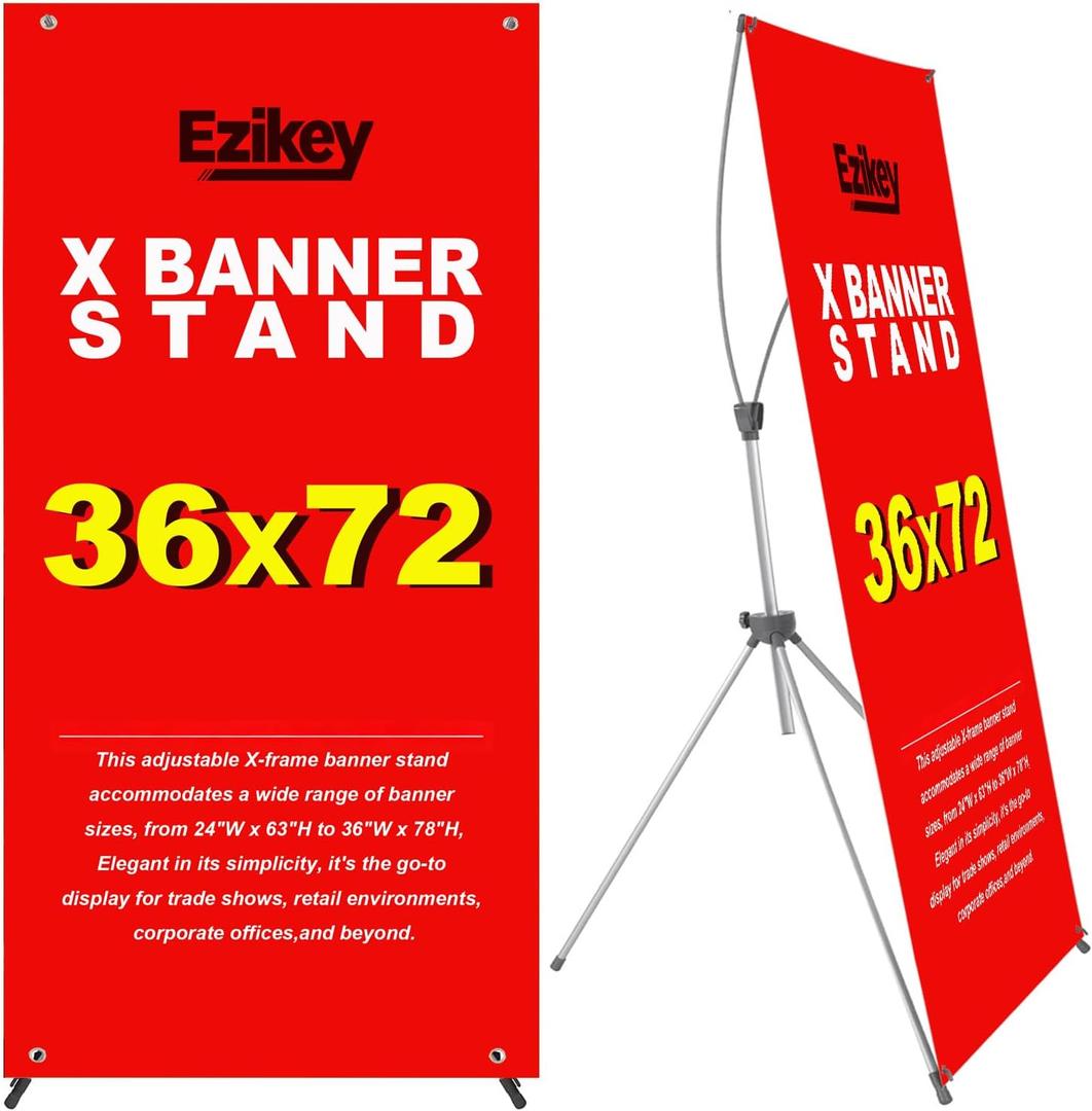 Tripod Banner Stand 36x72 Inch Portable and Adjustable X-Frame Display Stand with Carrying Case for Trade Shows, Exhibitions, Retail Store, Restaurant Sign (1)