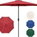 YSSOA 9' Patio Umbrella Outdoor Table Market Yard Umbrella with 8 Sturdy Ribs, Red