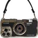 Case Compatible with iPhone 16 Pro Max,Cute 3D Vintage Camera Phone Cover with Hand Strap Unique Cool Silicone TPU Case Shockproof Protector Women Girls for iPhone 16 Pro Max Black